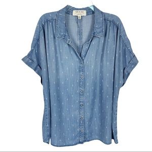 Anthropologie Cloth & Stone Chambray Short sleeve Button Shirt Women’s Plus 2X